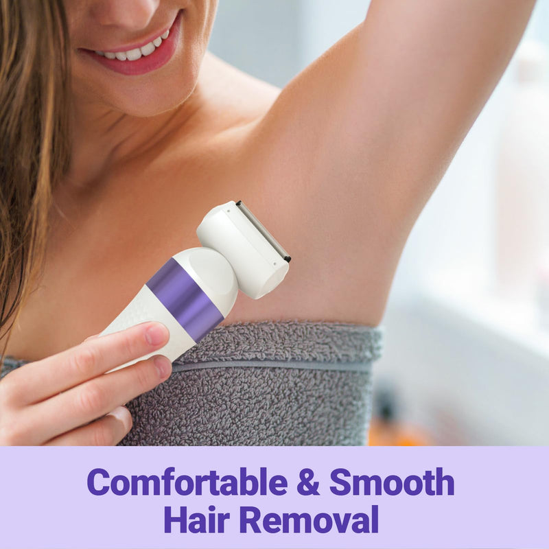 Bikini Trimmer for Women, IPX7 Waterproof Wet & Dry Electric Razors for Women, Bikini Legs Underarm Pubic Hairs Rechargeable Electric Shaver with 3 Trimmer Heads 3-in-1