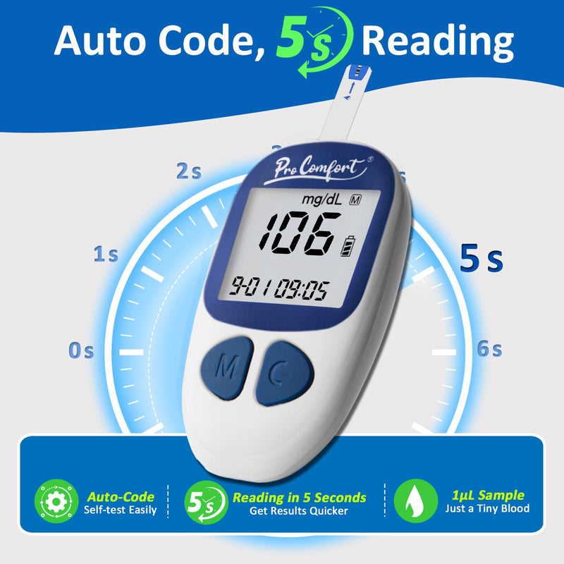 [Australia] - Blood Glucose Test Strips for Diabetes 100 Count Blood Sugar Test Strip, Used with Pro Comfort Glucose Monitor Only, No Coding 
