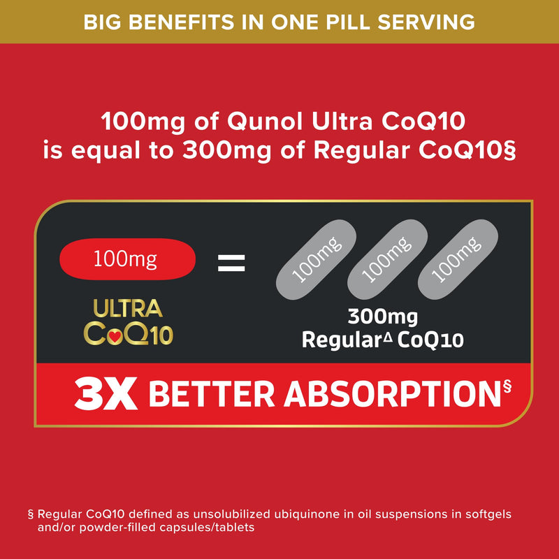 Qunol Ultra CoQ10 100mg, 3X Better Absorption, Antioxidant, 120 Softgels | #1 Cardiologist Recommended Supplement for Heart Health, Coenzyme Q10 Supplement to support Vascular Health & Cellular Energy 120 Count (Pack of 1)