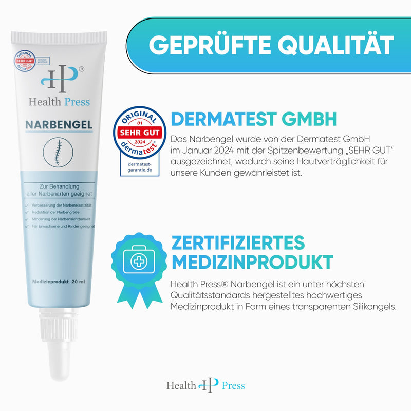 [Australia] - Health Press® Scar Gel - 20 ml Scar Ointment - Scar Gel Reduces Visibility of Scars - Scar Cream for All Types of Scars - Scar Care - Scar Cream for Adults & Children - Medical Product 20 ml (Pack of 1) 