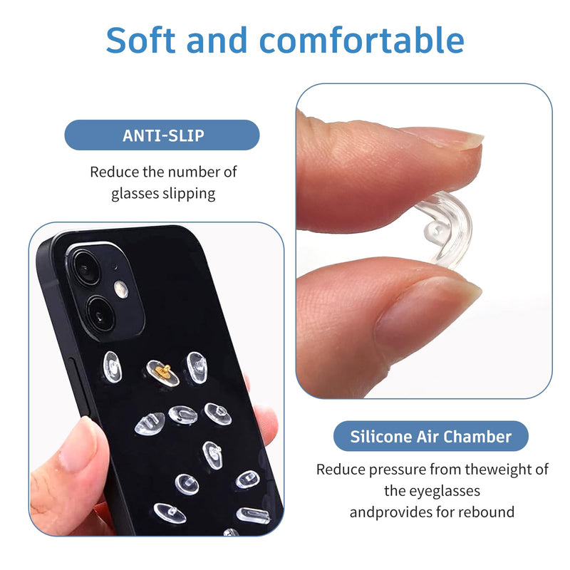 [Australia] - Glasses nose pads silicone, 25 pairs of nose pads, glasses to plug in, 5 styles glasses nose pads, nose pads for glasses, with screws, tweezers and glasses cleaning cloths. Suitable for glasses repairs 