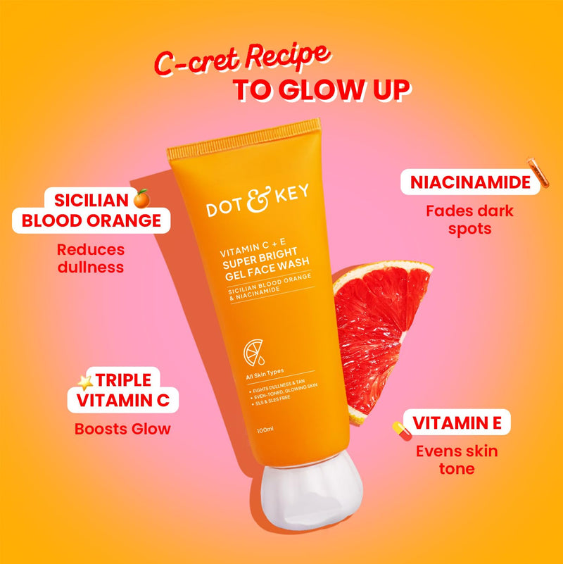 Dot & Key Vitamin C + E Gel Face Wash, With Triple Vitamin C, 3.38 fl oz (100 ml)