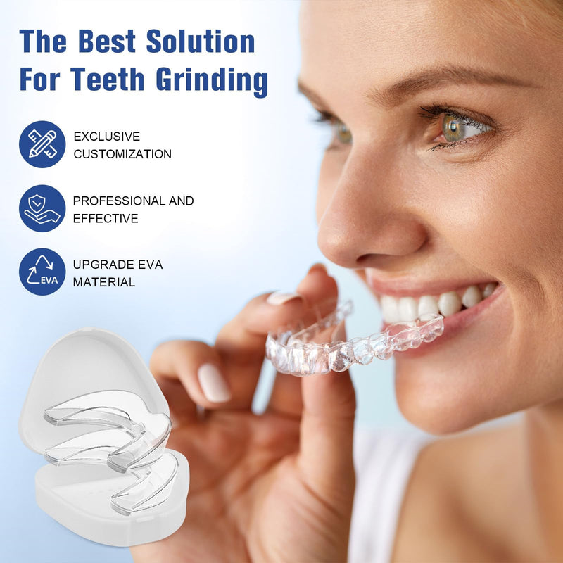 [Australia] - Mouth Guard for Grinding Teeth at Night, Mouth Guard for Clenching Teeth at Night Upgraded Safety EVA Material, Night Guards for Teeth Grinding, Anti Grinding Guard for Adult with 6 Cleaning Tablets 1.8in*2.2in+1.8in*2.8in 4 