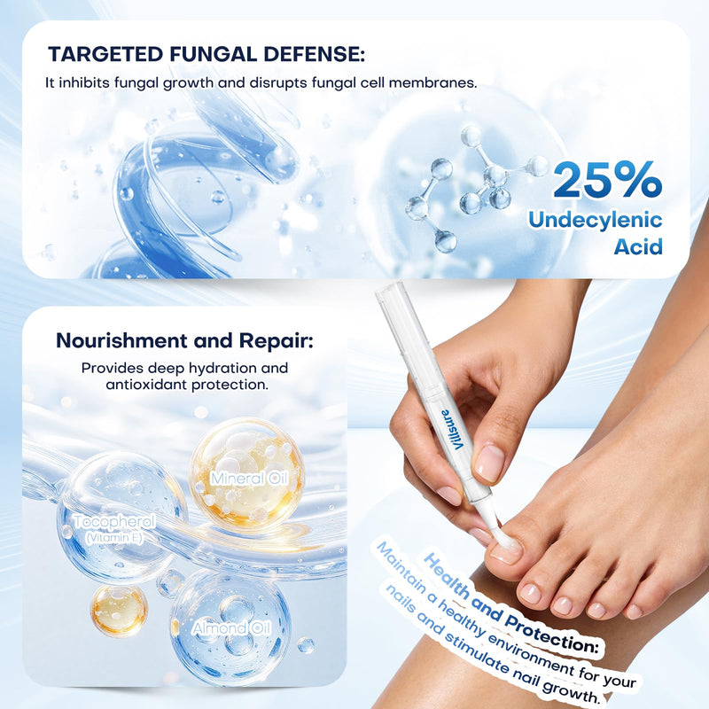 Toenail Fungus Treatment Extra Strength Pen with 25% Undecylenic Acid 5 Pcs | Nail Fungus Pens for Thick, Yellow or Damaged Nails, Formulated with Tea Tree Oils, along with Other Natural Ingredients