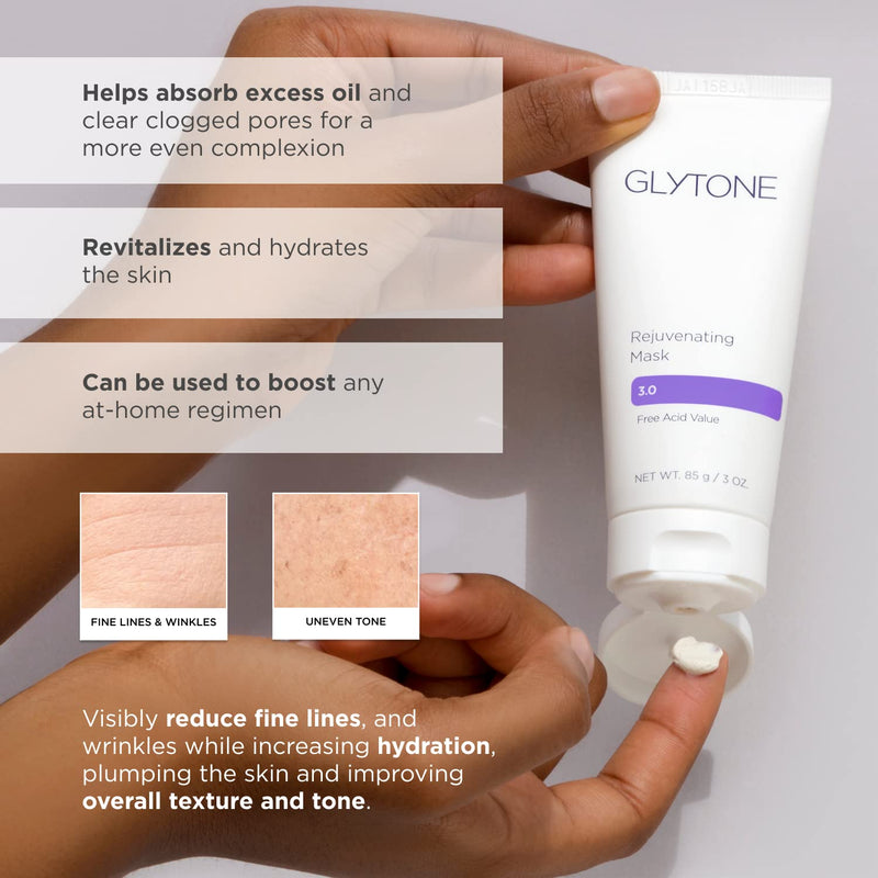 Glytone Rejuvenating Face Mask | Exfoliate and Revitalize with 3.0 FAV Glycolic Acid, Lactic Acid & Vitamin C | Hydrating Facial Mask Remove Fine Lines | Fragrance Free for All Skin Type - 3 oz.