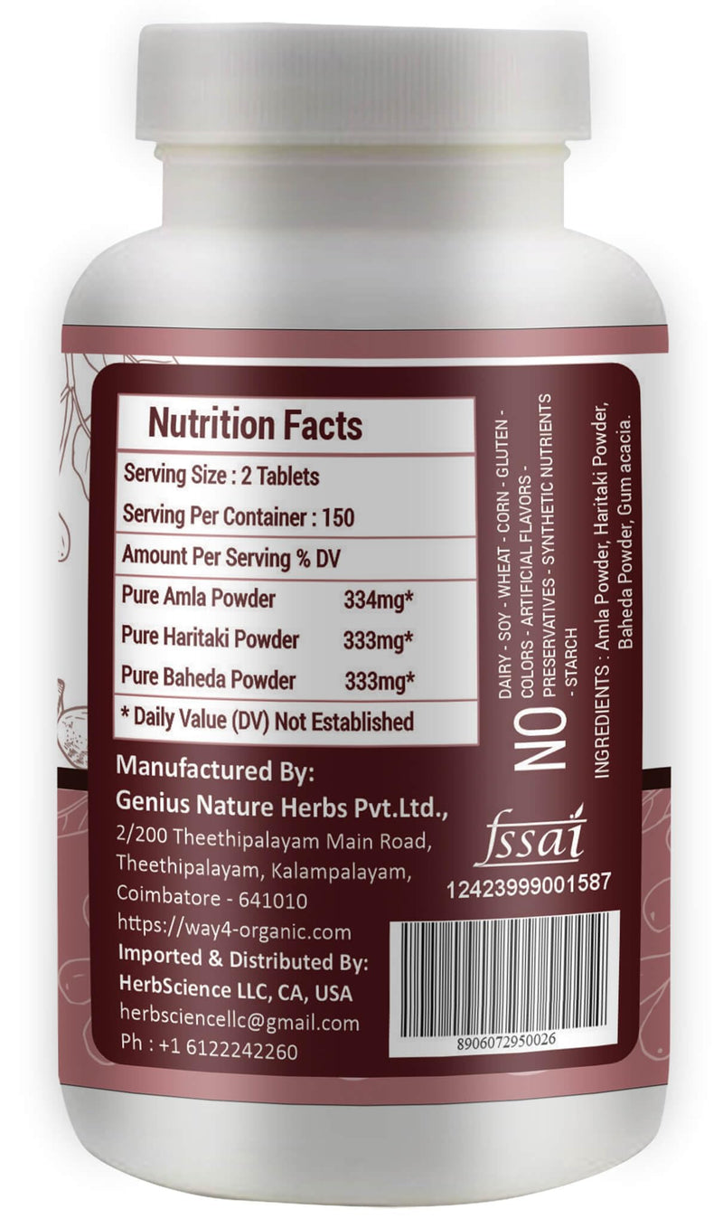 [Australia] - Triphala Tablets, 300 Pills, 5 Month Supply - Herbal Supplement with Amla, Haritaki & Baheda ‚Äì Supports Digestive Health (Pack of 1) 