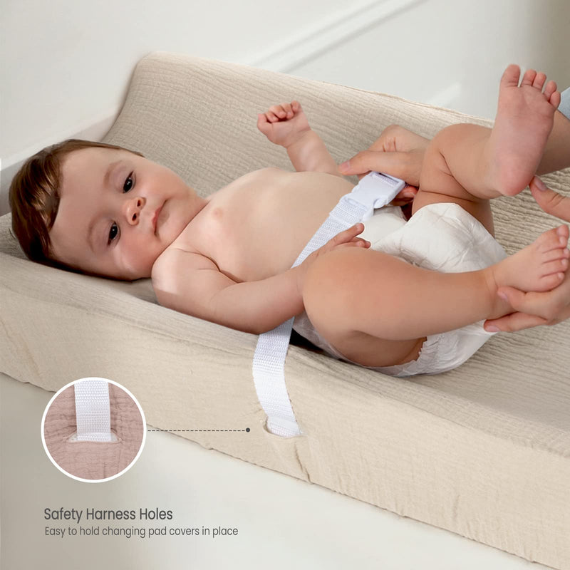 [Australia] - Baby Changing Pad Cover: Muslin Diaper Changing Table Pad Cover - Changing Pad Sheets for Girls Boys S-Cream&Sand Solid 