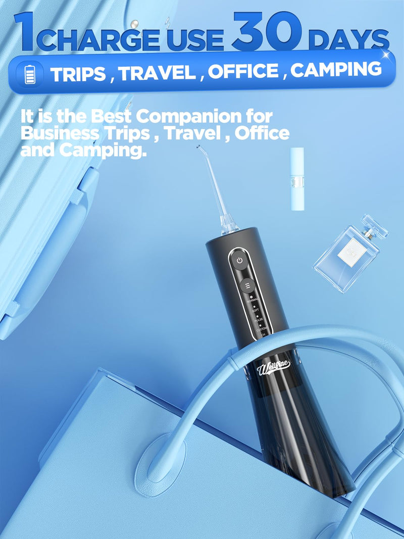 [Australia] - Water Dental Flosser Teeth Pick - 4 Modes Cordless Oral Irrigator 300ML Portable and Rechargeable IPX7 Waterproof Powerful Battery Life Water Dental Piks for Cleaning for Home Travel Black 