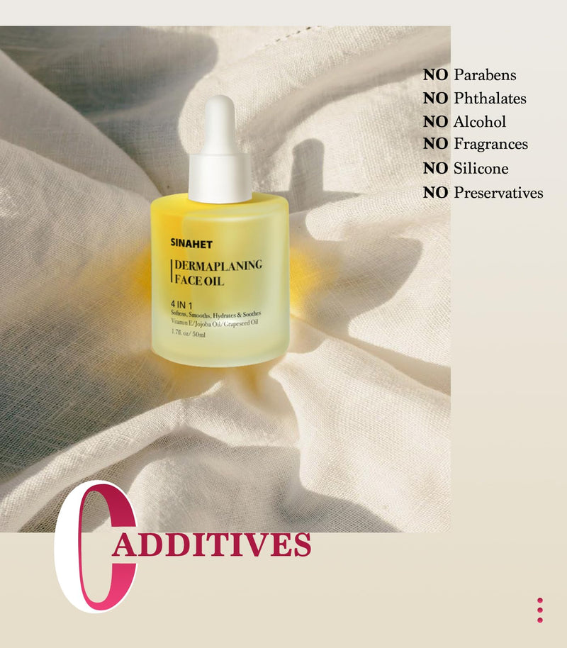 [Australia] - SINAHET Dermaplaning Oil, Natural Moisturizing Shave Oil for Face & Body Hair, Skin Soothing Oil made with essence of Jojoba, Vitamin E, Tea Tree, and Grape Seed (1.7fl. oz/50ml) 