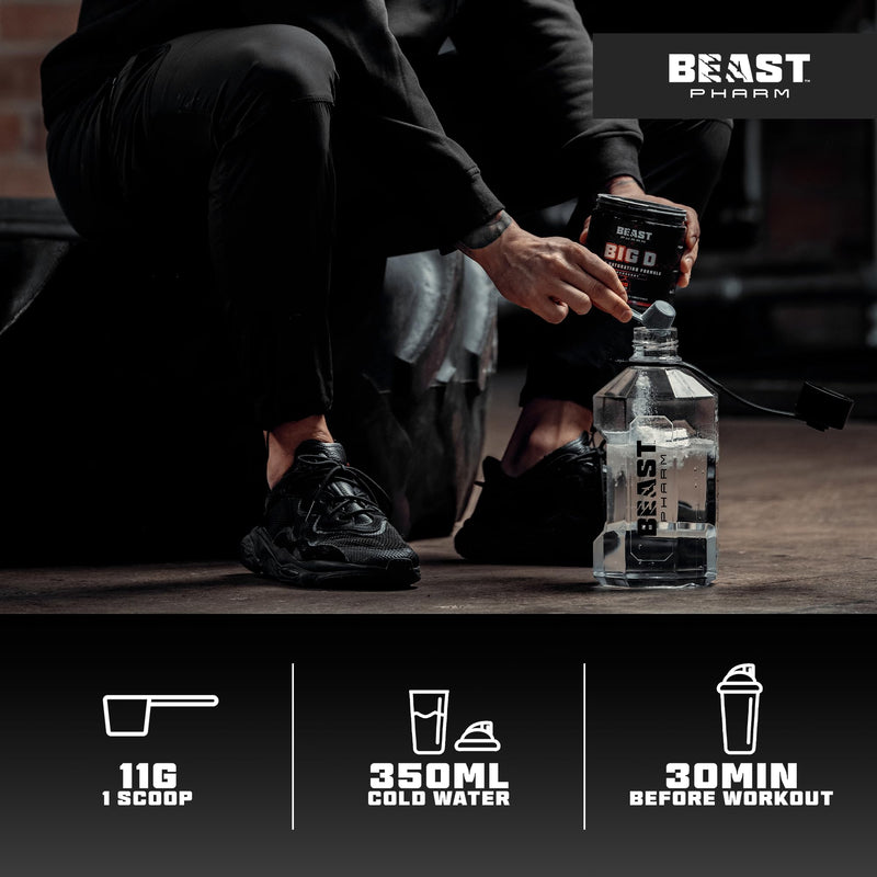 Beast Big D Performance Formula with Creatine Monohydrate Powder and Patented Ingredients for Daily Strength, Stamina and Endurance by Eddie Hall, 30 Servings, Lemon Sherbet
