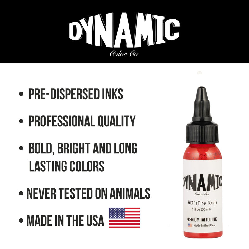[Australia] - Dynamic Color Co- Fire Red Tattoo Ink, Made in USA, Sterilized, Vibrant, Vegan, Since 1990, (1oz Bottle) 