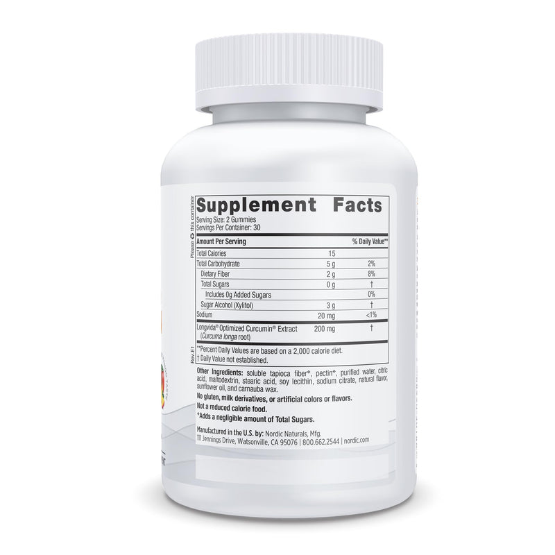 [Australia] - Nordic Naturals Zero Sugar Curcumin Gummies, Mango - 60 Gummies - 200 mg Optimized Curcumin Extract - Great Taste - Antioxidant Support, Healthy Metabolic Balance - Non-GMO, Vegan - 30 Servings 