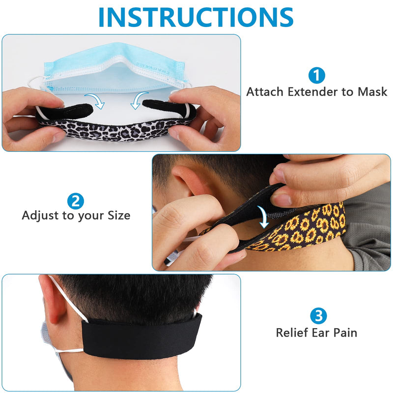 [Australia] - Neoprene Face Mask Ear Savers, Comfortable Mask Extender for Relief Ear Pain, Cute Mask Extender Strap, Adjustable Reusable Lightweight Mask Holder with Magic Hook Tape for Teens & Adult. Black Set 
