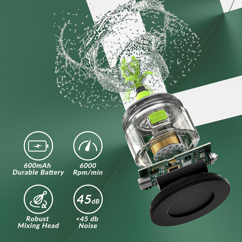 [Australia] - HeaDot Electric Protein Shaker Bottle Shaker Cup for Protein Shakes and Meal Replacement Shakes 680ml Rechargeable Type C Blender Bottles Made of Tritan BPA Free Dark Green 