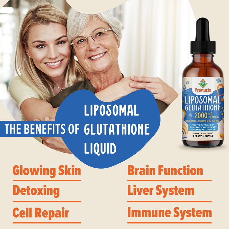 [Australia] - 2000MG Liposomal Glutathione Liquid, 98% Absorption, Active Form L-Glutathione Supplement, Vegan Friendly, Powerful Antioxidant Complex for Immune System, Aging Defense, Detox, 2 FL.OZ 2 Fl Oz (Pack of 1) 