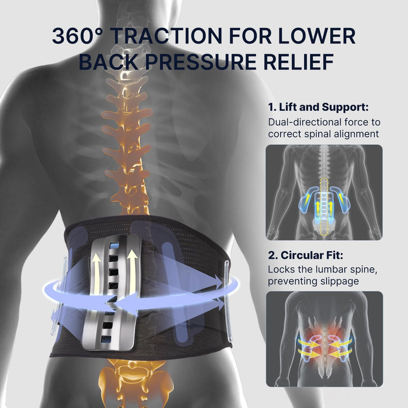 [Australia] - Back Brace for Lower Back Pain Relief: Adjustable Support with Ergonomic Lumbar Pad for Herniated Disc Sciatica and Lumbar Strain - Breathable Design for Men & Women (Medium) Medium Black 