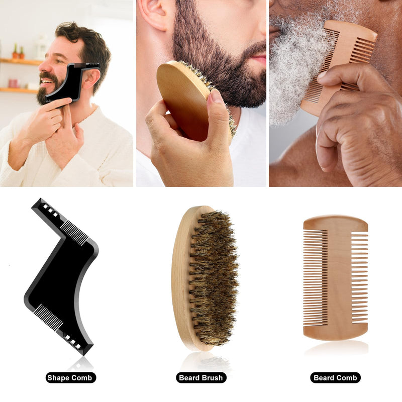 [Australia] - EXREIZST Beard care set for men, beard care set, with 2 beard oil, beard balm, beard comb, beard brush, beard stencils, cups, travel bag, suitable for birthday gifts for men, him, father, husband, brother, friend 