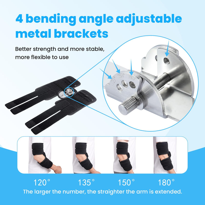 [Australia] - Cubital Tunnel Syndrome Elbow Brace, Ulnar Nerve Entrapment Splint, Elbow Immobilizer for Night Sleeping and Day Working, 4 Angles Adjustable, Fit Women & Men, Right & Left Arm - M Black 