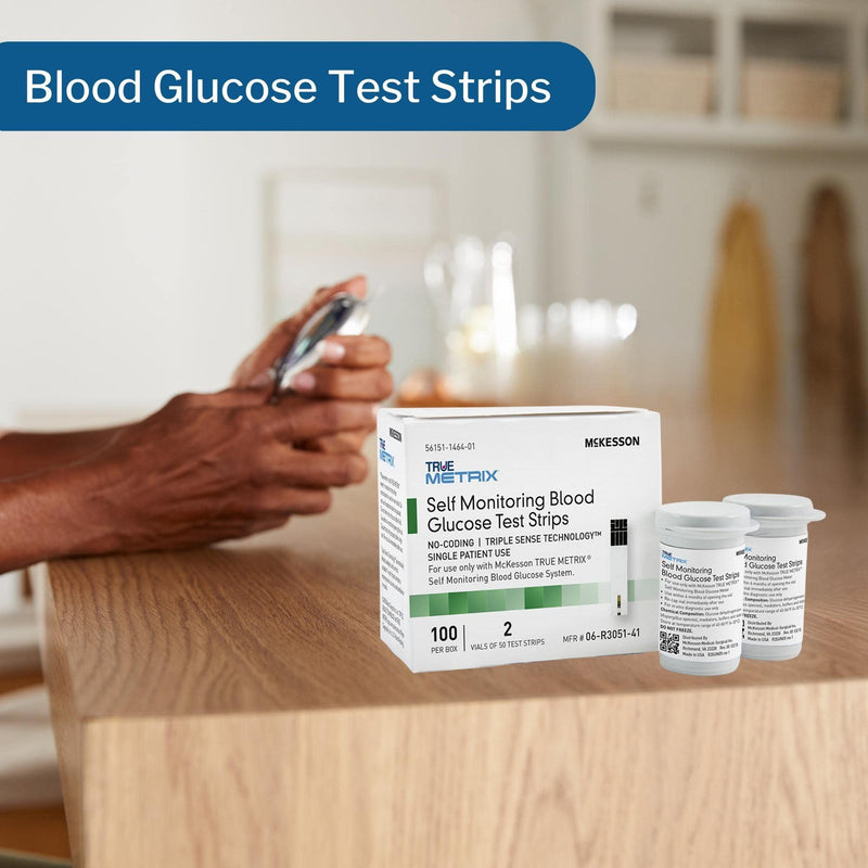 McKesson TRUE METRIX Self-Monitoring Blood Glucose Test Strips - Supplies for Diabetes Self Monitor Systems, 100 Strips, 1 Pack 1 Count (Pack of 100)