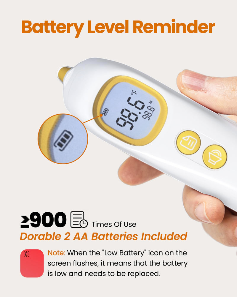 [Australia] - Ear Thermometer, Highly Accurate Thermometer for Kids, Adults and Toddlers, 32 Memory Recall, 1s Fast, 3 Color Fever Alarm with Mute Mode, 21 Disposable Probe Covers ET107 