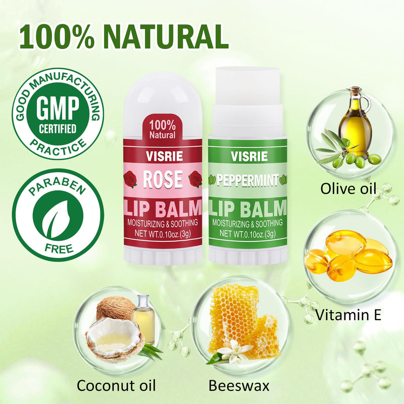 60 Pack Mini Lip Balm Bulk, 10 Assorted Flavors, 0.1oz | Natural, Vitamin E & Beeswax, Moisturizing Lip Care for Dry Cracked Lips, Perfect for Care Packages & Small Gifts 60 Count