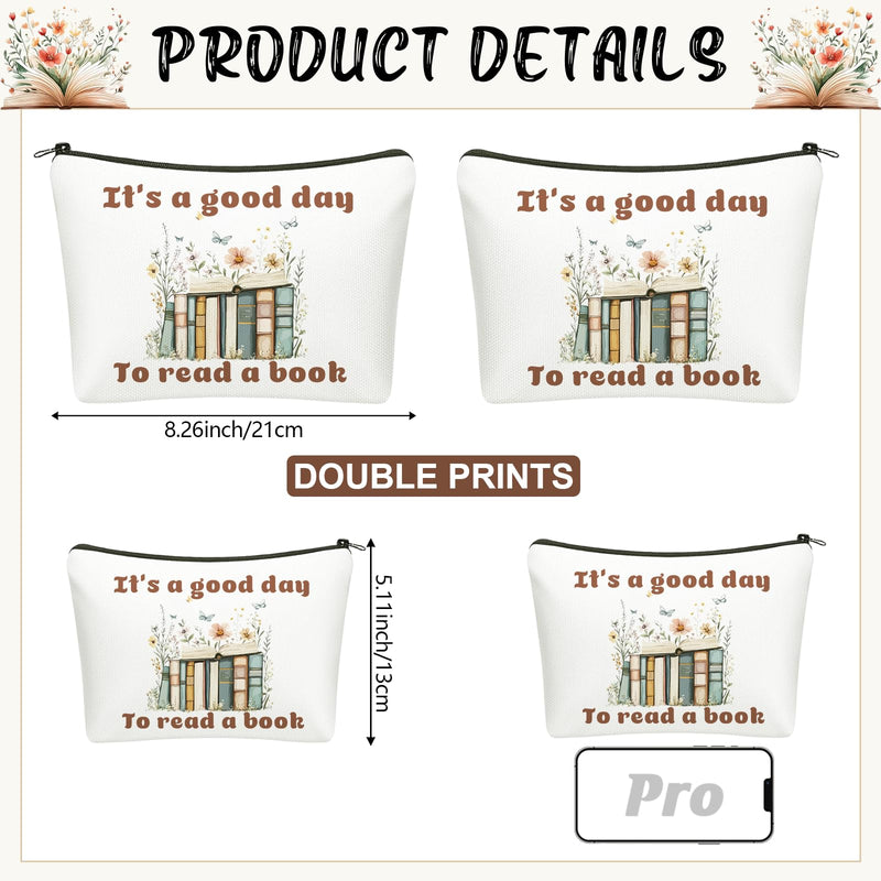 50 Pcs Book Club Gifts Book Lovers Makeup Bag Gifts for Women Cosmetic Bag with Zipper Pouch for Teen Adult Women Lovers Librarian Bookish Club Gifts Bulk 50 Pcs Books