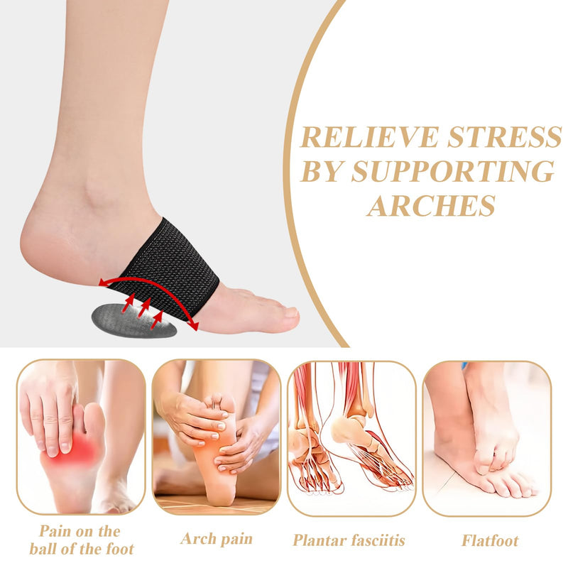[Australia] - 2 pairs of arch support bandages, metatarsal foot bandage, heel spur bandage with gel pads to relieve flat foot pain, plantar fasciitis bandage, arch bandages for comfort and stability (L) 