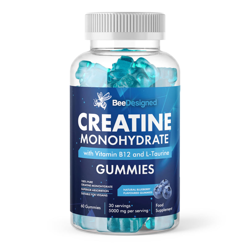5000mg Creatine Gummies Max Strength (60 Count) - Creatine Monohydrate with Betaine & L-Taurine for Muscle Growth & Recovery - Vegan, Sugar-Free Gym Supplement, Blueberry
