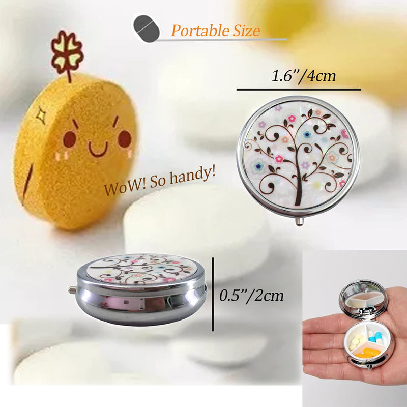 6Pcs Elegant Pill Box Case, Portable Medicine Holder | Tablet Vitamin Organizer with 3 Component for Purse Pocket Travel - Practical & Fashionable(6 Patterns, 1.6Inches) Style 2