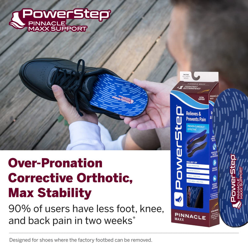 [Australia] - PowerStep Pinnacle Maxx Orthotic Insoles - Orthotics for Overpronation with Maximum Stability & Comfort - Firm + Flexible Angled Heel Style to Help Flat Feet - Heavy Duty Inserts (M 10-10.5, F 12) Men's 10-10.5 / Women's 12 Maroon 