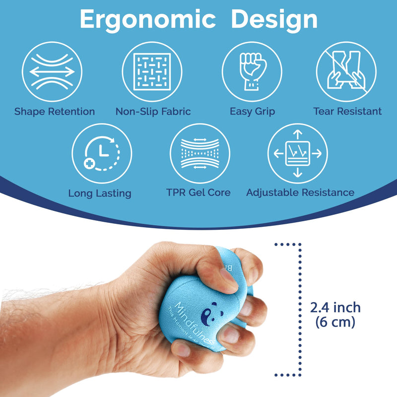 [Australia] - Mind & Body Stress Balls for Adults - Triple Density Squeeze Balls for Hand Therapy & Grip Strengthening - Stress & Anxiety Relief - Physical Therapy Support - Soft, Medium, Hard Gel Core Mindfuless - Sea Breeze, Ocean Blue, Cloud 