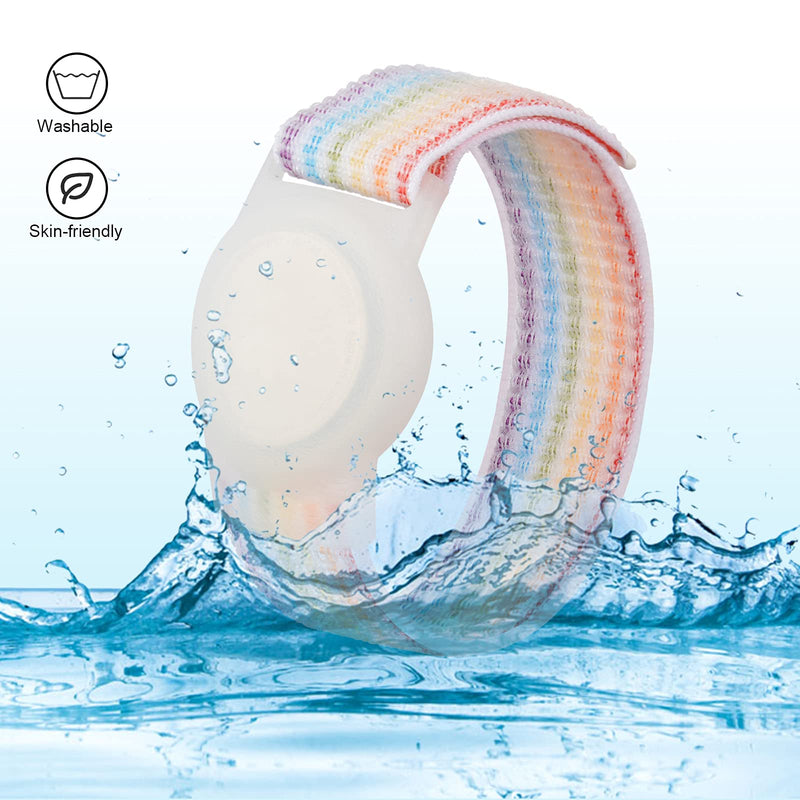 [Australia] - Kids Wristband Compatible with Apple AirTag, Protective Case for Air Tag GPS Tracker Holder with Nylon Bracelet, Adjustable Anti Lost Watch Band for Toddler Child Elder (Rainbow A) Rainbow A 