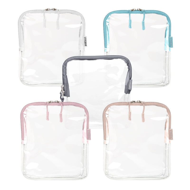 5-pack TSA Quart Size Bag Approved for Carry On Travel with Brown Small Crossbody Bag for Women and Paper Soap Sheets 1 Case with 50 Sheets To Go