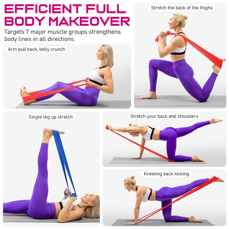 [Australia] - Resistance Bands for Working Out, Exercise Bands for Physical Therapy, Stretch, Recovery, Pilates, Rehab, Strength Training and Yoga Starter Set 4.9FT 1-Yellow,Red,Blue 