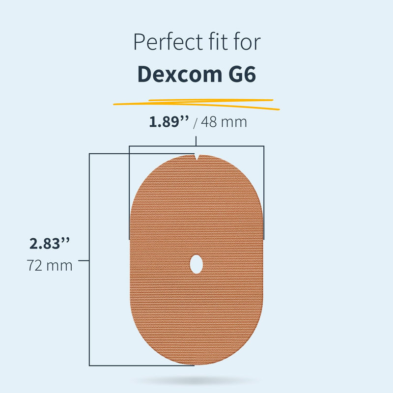 MySweetStitch Dexcom G6 Underpatch – 25x Skin Protection Patches Oval, Maximum Skin Protection Under Sensor, Breathable & Hypoallergenic, Waterproof up to 15+ Days, Beige 25 piece