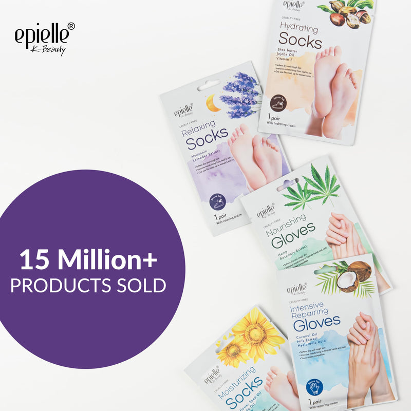 Epielle Relaxing Foot Mask 6 Pairs, Soften and Restore with Melatonin & Lavender Extract, Deep Moisturizing Socks for Dry, Cracked Feet, Self Care Gifts for Women, Spa Kit Relaxing Socks