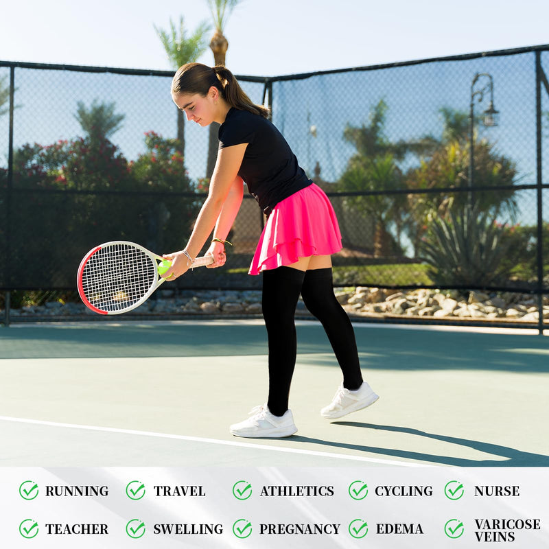 [Australia] - 20-30mmHg Thigh High Compression Stockings, Silicone Dot Band Anti-Slip Compression Socks for Women & Men, Medical Compression Socks for Nurses,Pregnant,Varicose Veins, Sports Recovery Medium Multi-Open Toe*2 