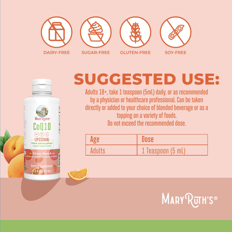 MARYRUTH'S CoQ10 Liquid Liposomal, 45 Servings, Immune Support Supplement | Coenzyme Q10, 75mg CoQ10, Mitochondrial Support & Immune System, Vegan, Non-GMO, 45 Servings