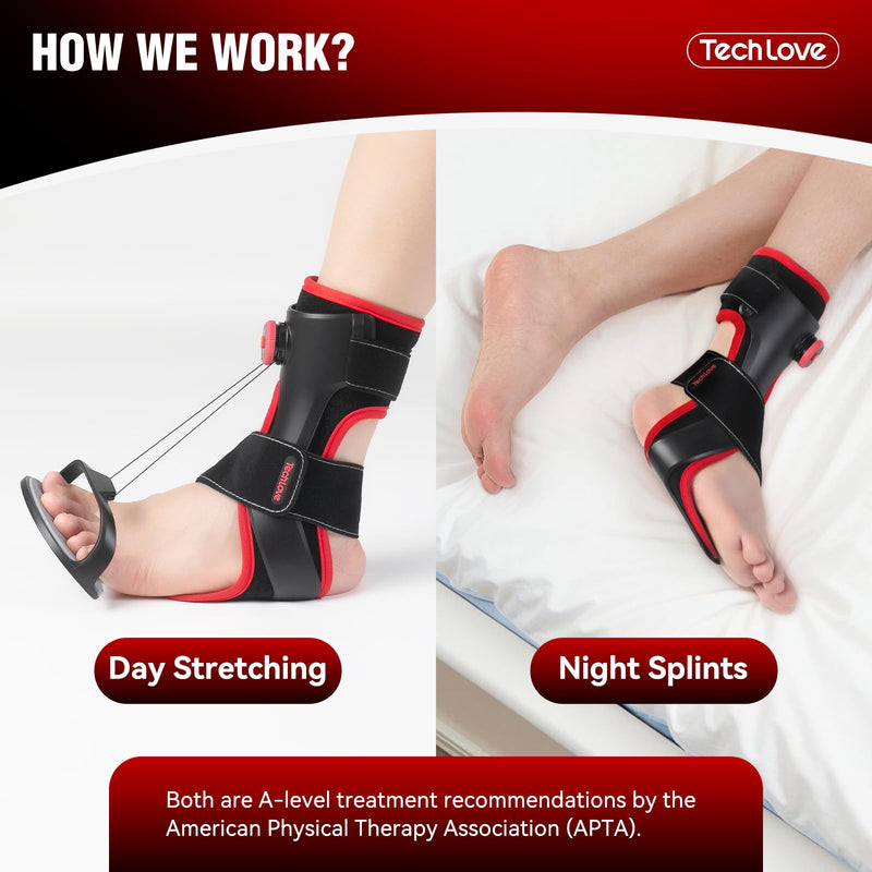 [Australia] - Tech Love Patented Plantar Fasciitis Night Splint with Ice Pack - Stepless Adjustment, Plantar Fasciitis Relief Splint with Adjustable Size for Achilles Tendonitis| Left foot LEFT FOOT 