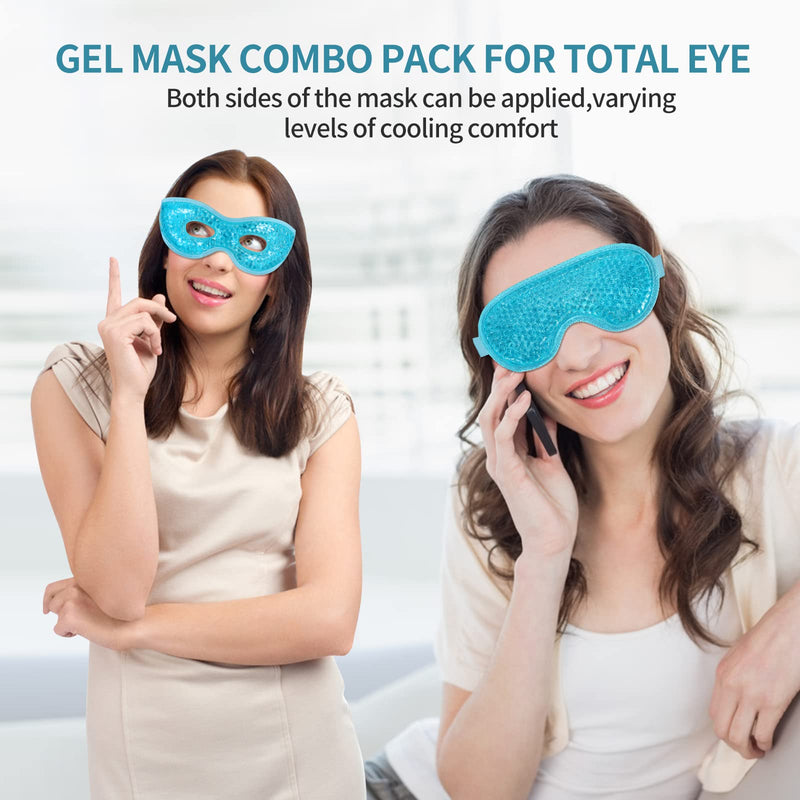 [Australia] - 2PCS Gel Eye Mask Reusable Hot Cold Therapy Gel Bead Eye Mask for Puffiness/Dark Circles/Eye Bags/Dry Eyes/Headaches/Migraines/Stress Relief, Cooling Eye Mask Hot/Cold Compress Eye Mask (Blue) Blue 