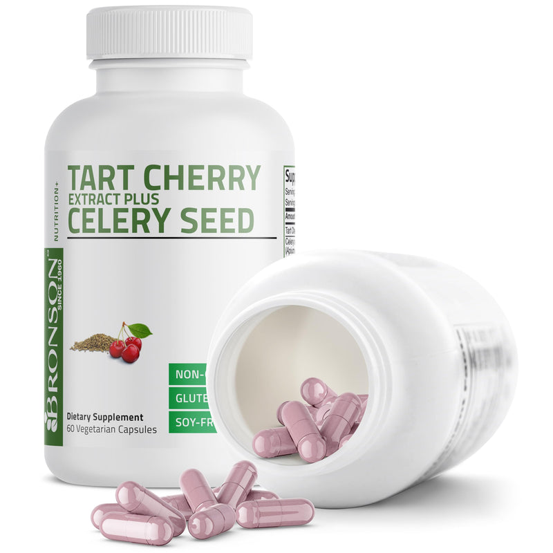 [Australia] - Bronson Tart Cherry Extract + Celery Seed Capsules - Powerful Uric Acid Cleanse, Joint Mobility Support & Muscle Recovery Supplement - Non-GMO Formula - 60 Vegetarian Capsules Unflavoured 60 Count (Pack of 1) 