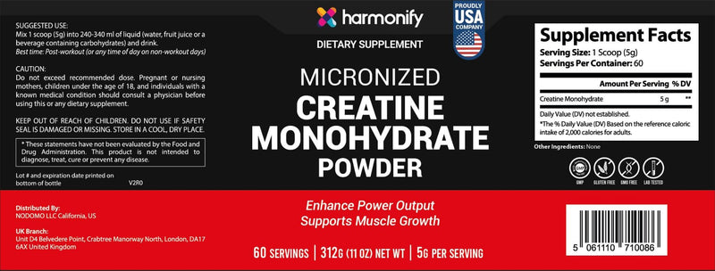Creatine Monohydrate Micronized Powder 300g – Pure Creatine for Women & Men, 20% More Strength, Gluten-Free, Non-GMO, High Absorption Creatine Powder – 60 Servings (2 Month Supply)