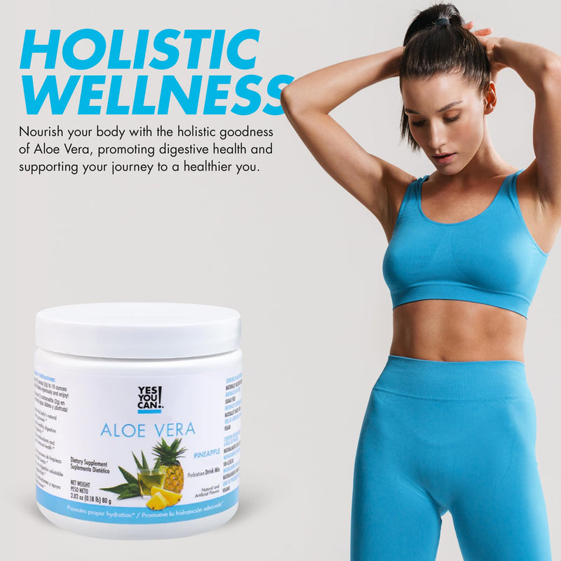 [Australia] - Yes You Can! Aloe Vera Juice Drink Mix from Plant - Energy Drink Powder - Organic - Superfoods, Super Greens - Made in The USA (Pineapple) Pineapple 40 Servings (Pack of 1) 