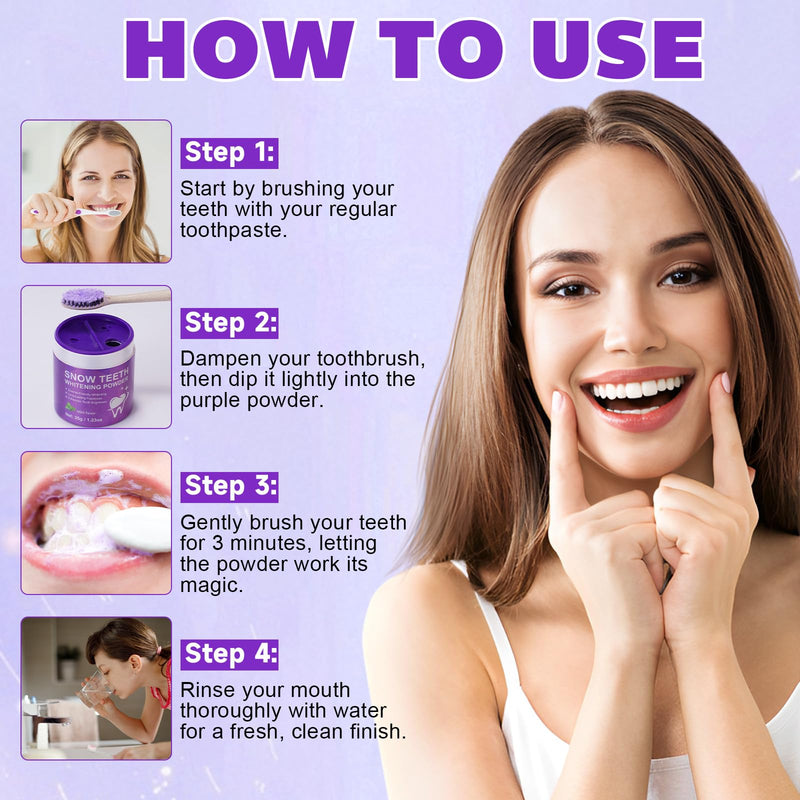 [Australia] - Teeth Whitening Powder - Snow Teeth Whitening Powder with Pap+ Formula, Peroxide-Free, No Sensitivity & Enamel Safe - Removes Coffee, Tea, Wine, Tobacco & Food Stains - 35g | 1.23oz 