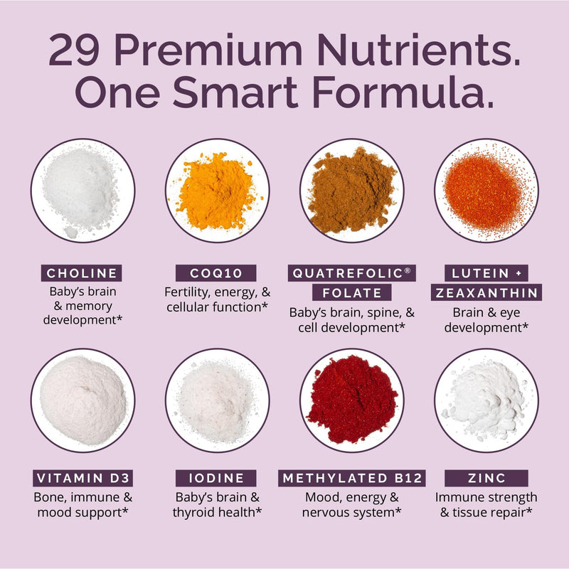 BrainMD Smart Prenatal Multivitamin, 120 Capsules, 30 Servings | Daily dietary supplement for mom and baby, gluten free formula with nutrients for growth and development support