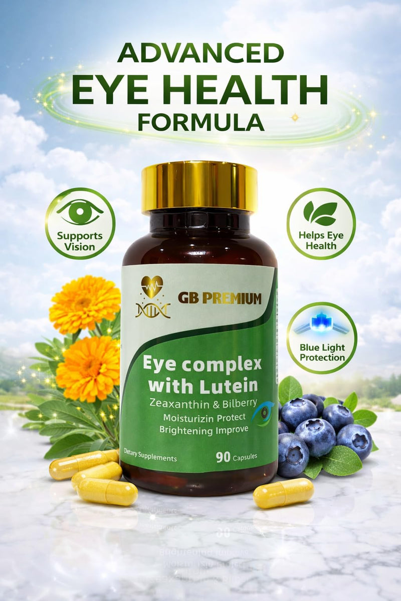 Eye Complex with Lutein, Zeaxanthin & Bilberry Extract, Eye Health Supplement, Vision Support Capsules with Vitamin A, B12 & Zinc, 90 Capsules