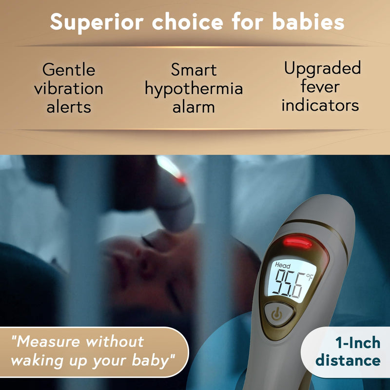 [Australia] - iProvèn Pro Series | Non-Touch Forehead Thermometer with Ear Function | FSA HSA Eligible | Superior Accuracy for Adults, Kids, Babies | Premium Digital Thermometer for Adults and All Ages White-Gold 