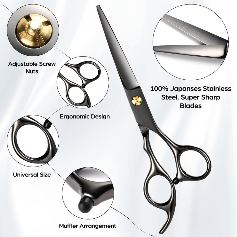 [Australia] - Wenshall Hairdressing Scissors for Professional Salons Hair Cutting Scissors Premium Scissors Hair Cutting with Extra Sharp and Precise Cuts Hair Scissors for Men, Women and Adults (6.5", Black) 