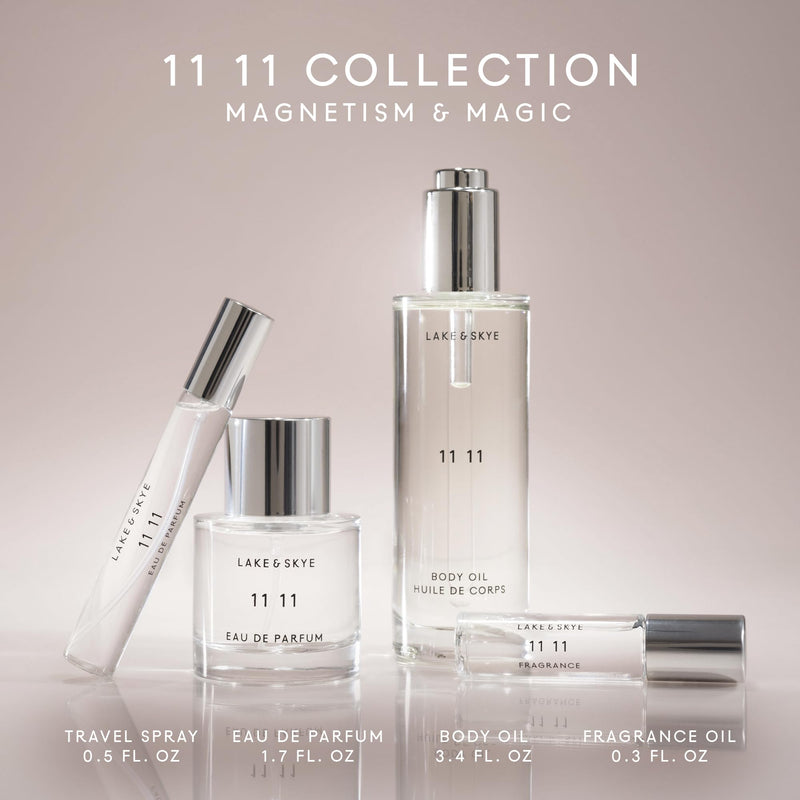 Lake & Skye 11 11 Body Oil - Hydrating with Vitamin E & Almond Oil - Clean Skin Musk, Sheer & Uplifting Scent - 3.4 fl oz (100 ml) 3.4 Fl Oz (Pack of 1)