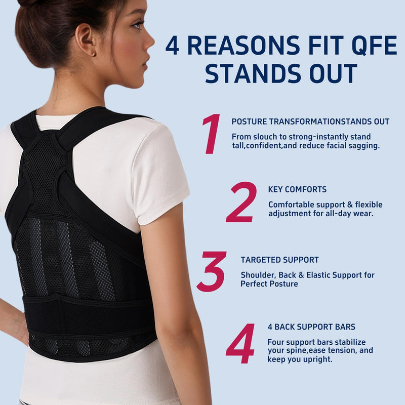 Back Brace Posture Corrector for Women and Men Adjustable Lightweight Support Hump Correction Pain Relief Scoliosis Lumbar Spine Upgraded Upper Comfy Shoulder Straightener Hunchback Black Medium Medium (Waist 24.4"-32.7")